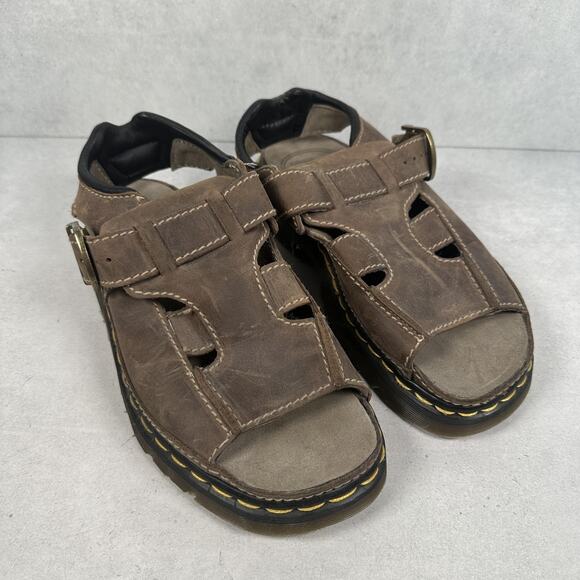 Dr. Martens Sandals Shoes Mens Size 9 Brown Leather Fisherman Buckle England 90s main image 9